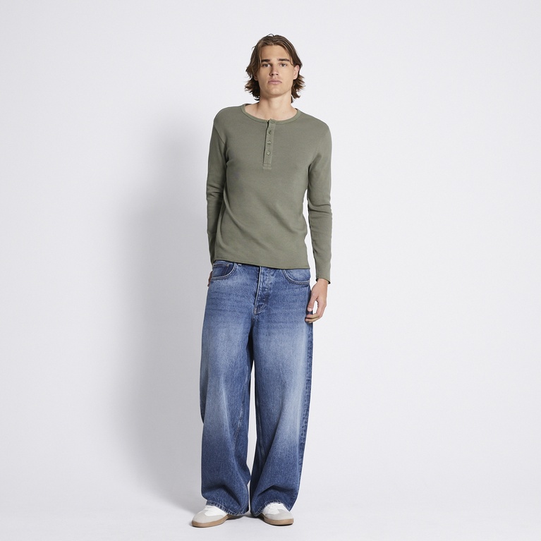 Rib knit long sleeve tee "Zane" Green